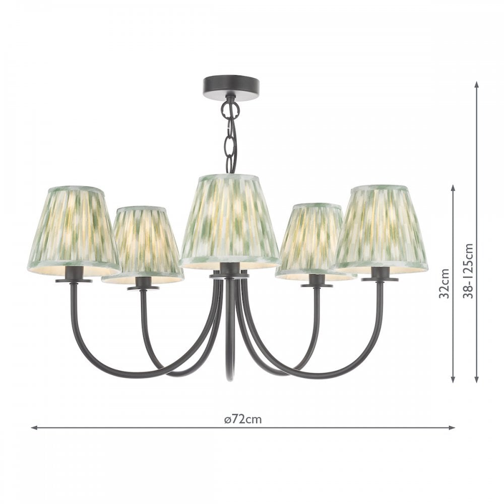 Dar BEC0522-IKA2624 Becca 5 Light Pendant Matt Black With Shade