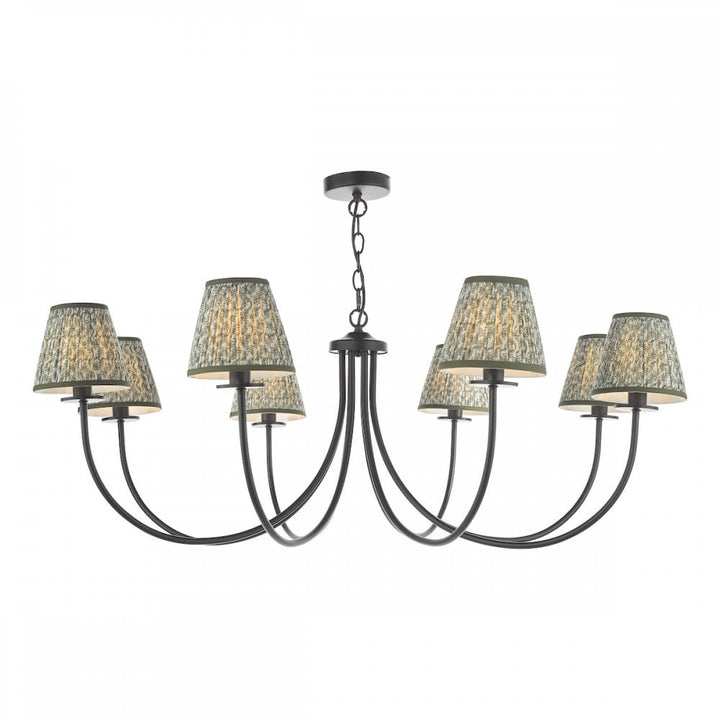 Dar BEC0822-EST2624 Becca 8 Light Pendant Matt Black With Shade
