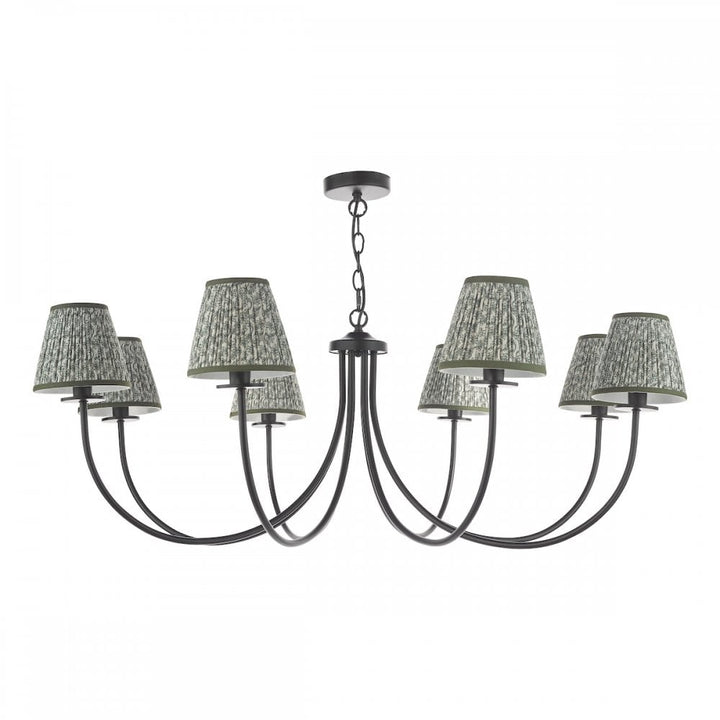 Dar BEC0822-EST2624 Becca 8 Light Pendant Matt Black With Shade