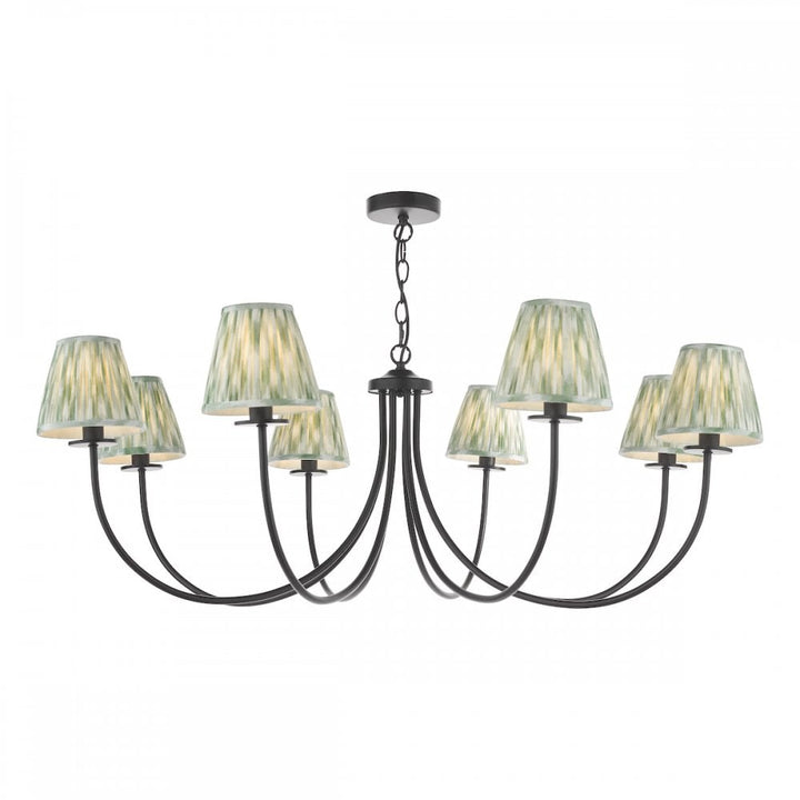 Dar BEC0822-IKA2624 Becca 8 Light Pendant Matt Black With Shade