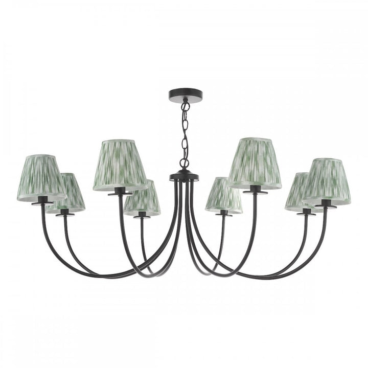 Dar BEC0822-IKA2624 Becca 8 Light Pendant Matt Black With Shade