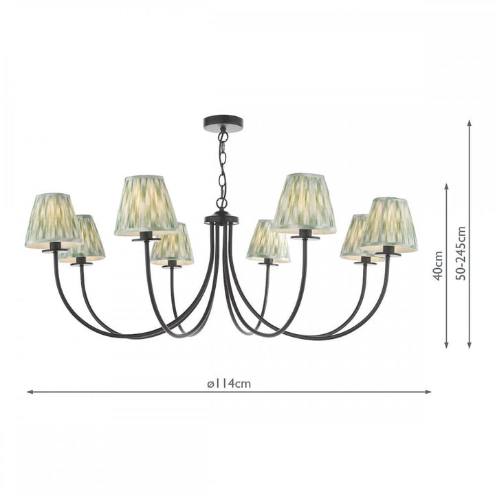 Dar BEC0822-IKA2624 Becca 8 Light Pendant Matt Black With Shade
