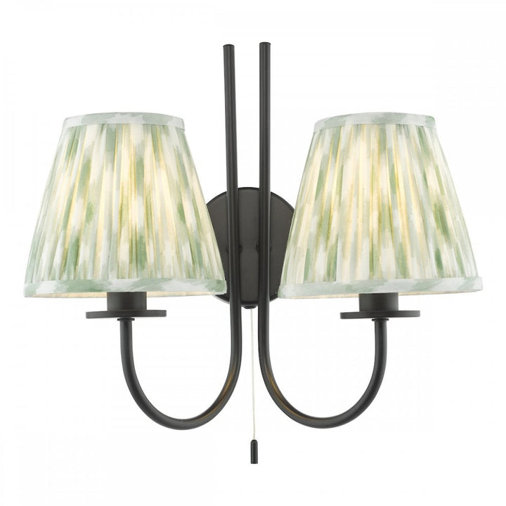 Dar BEC0922-IKA2624 Becca 2 Light Wall Light Matt Black With Shade
