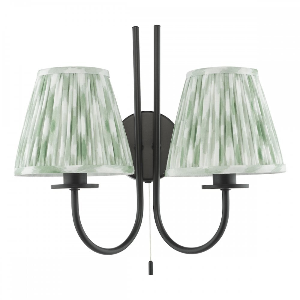 Dar BEC0922-IKA2624 Becca 2 Light Wall Light Matt Black With Shade
