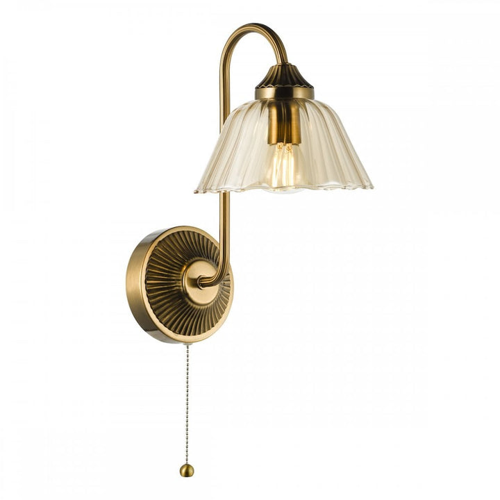Dar ERI0763 Erika Wall Light Antique Bronze and Amber Glass