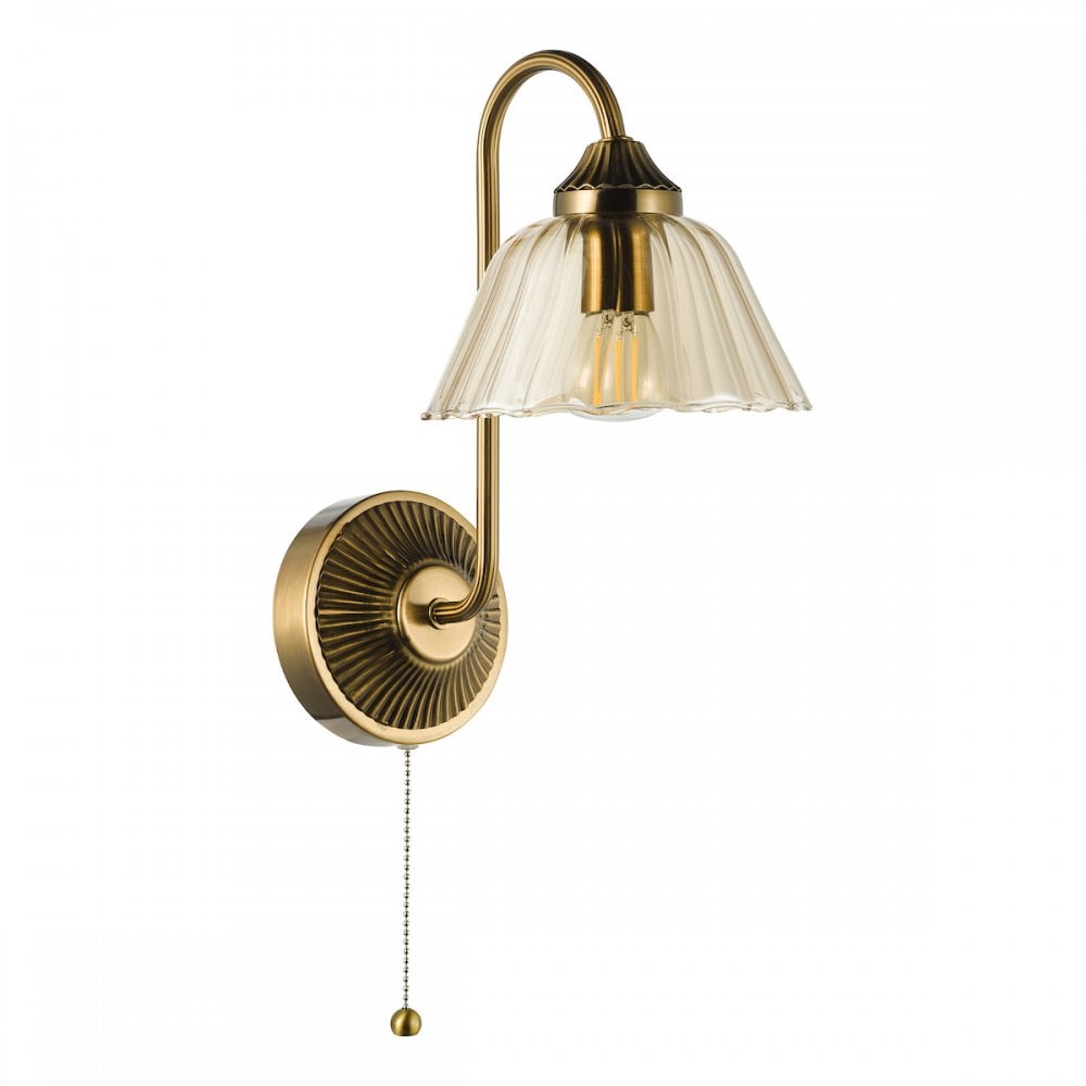 Dar ERI0763 Erika Wall Light Antique Bronze and Amber Glass