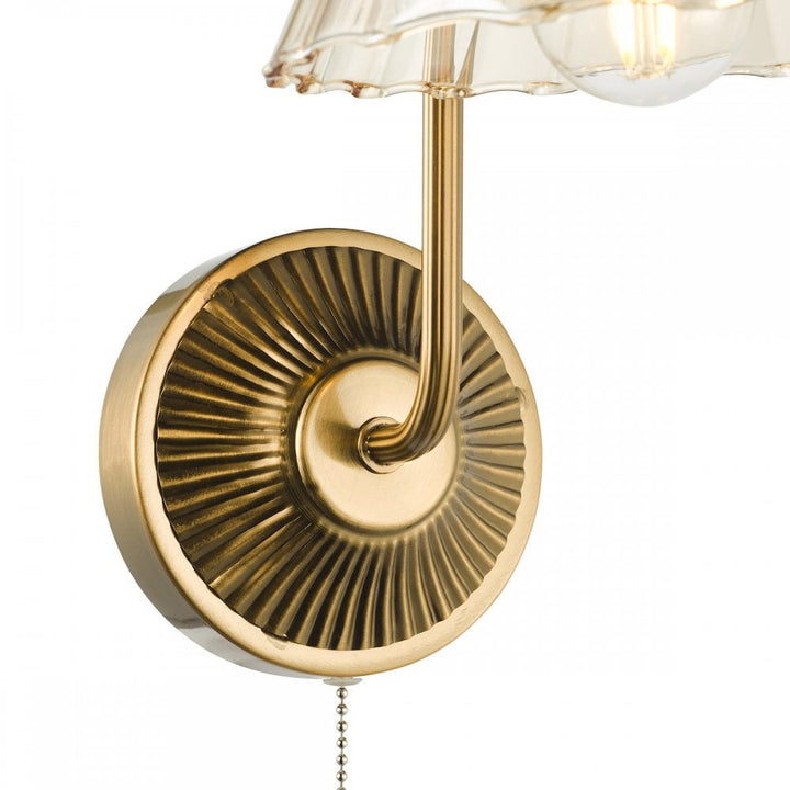 Dar ERI0763 Erika Wall Light Antique Bronze and Amber Glass