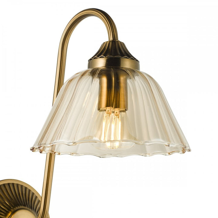 Dar ERI0763 Erika Wall Light Antique Bronze and Amber Glass