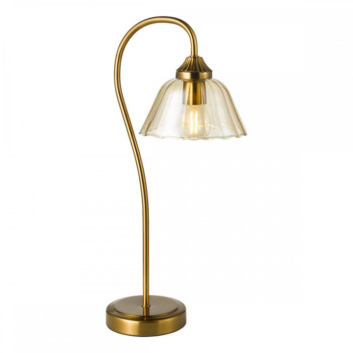 Dar ERI4263 Erika Table Lamp Antique Bronze and Amber Glass