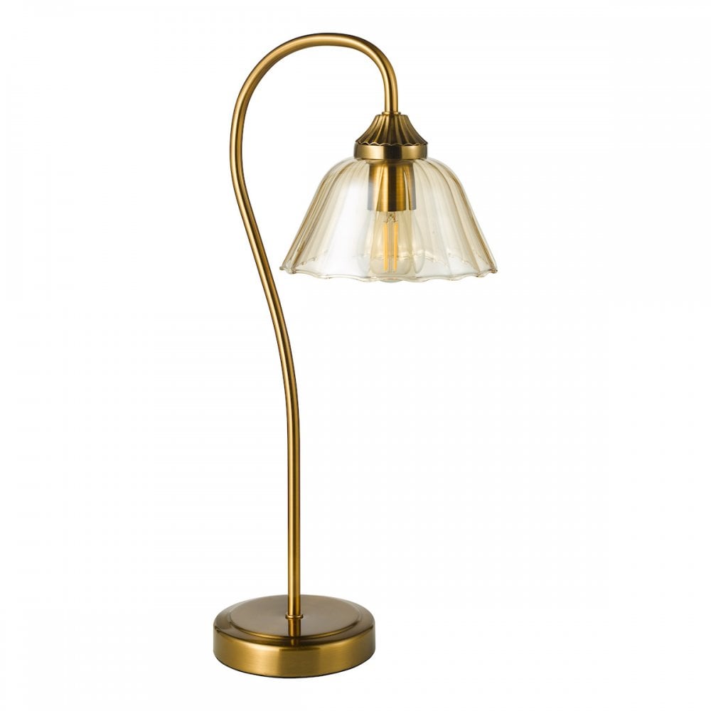 Dar ERI4263 Erika Table Lamp Antique Bronze and Amber Glass