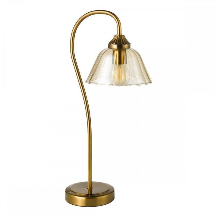 Dar ERI4263 Erika Table Lamp Antique Bronze and Amber Glass