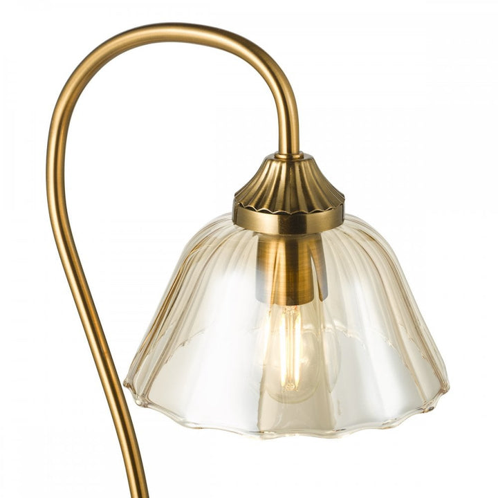 Dar ERI4263 Erika Table Lamp Antique Bronze and Amber Glass