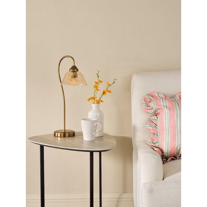 Dar ERI4263 Erika Table Lamp Antique Bronze and Amber Glass