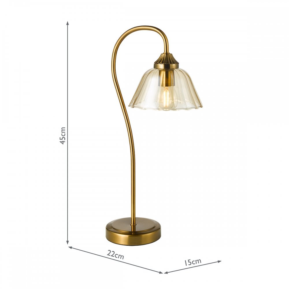 Dar ERI4263 Erika Table Lamp Antique Bronze and Amber Glass