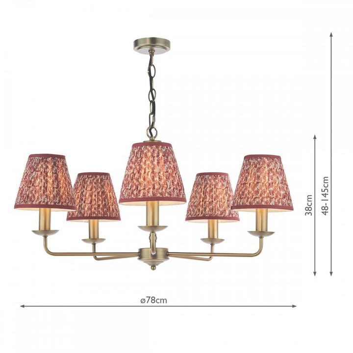 Dar FAV0563-EST2625 Favian 5 Light Pendant Matt Bronze With Shade