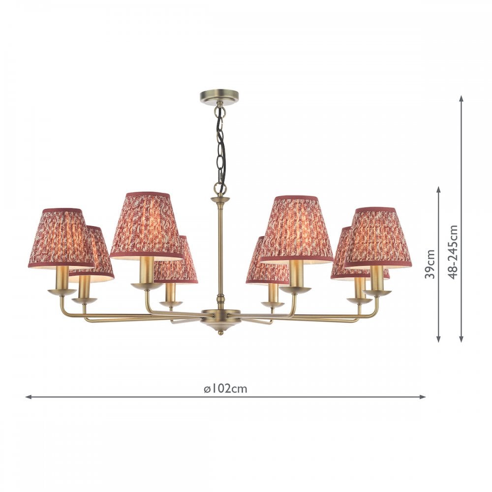Dar FAV0863-EST2625 Favian 8 Light Pendant Matt Bronze With Shade
