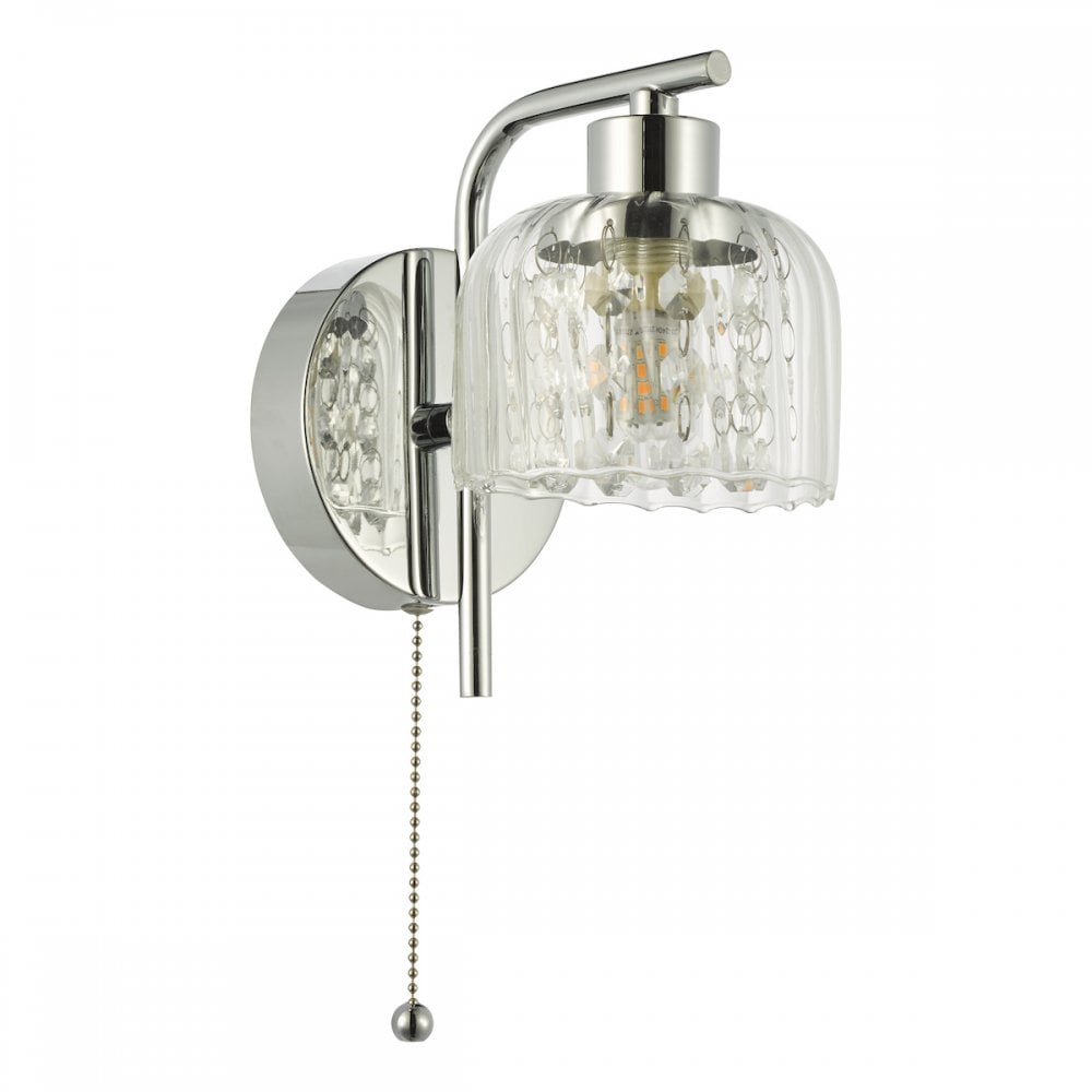 Dar FOR0750 Forseti Bathroom Wall Light Polished Chrome and Glass IP44