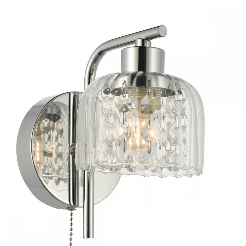 Dar FOR0750 Forseti Bathroom Wall Light Polished Chrome and Glass IP44