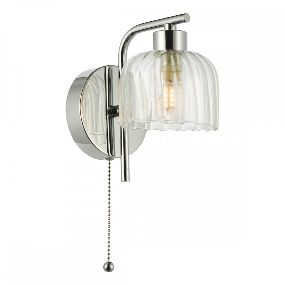 Dar FOR0750 Forseti Bathroom Wall Light Polished Chrome and Glass IP44