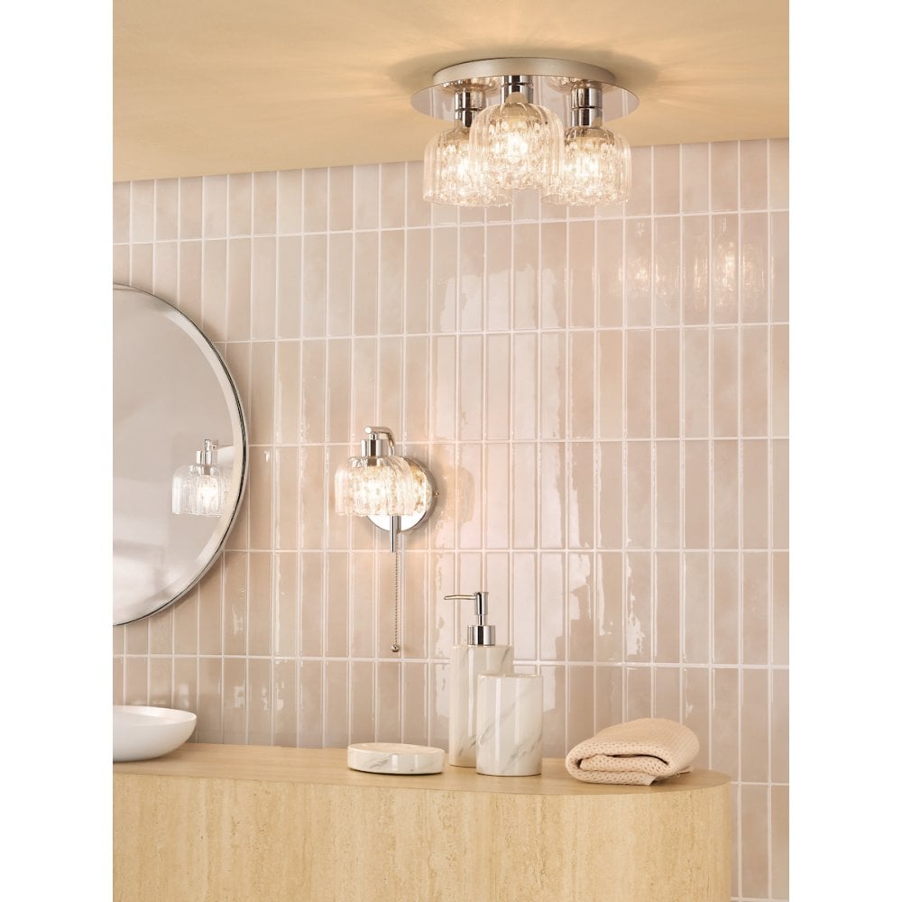 Dar FOR0750 Forseti Bathroom Wall Light Polished Chrome and Glass IP44