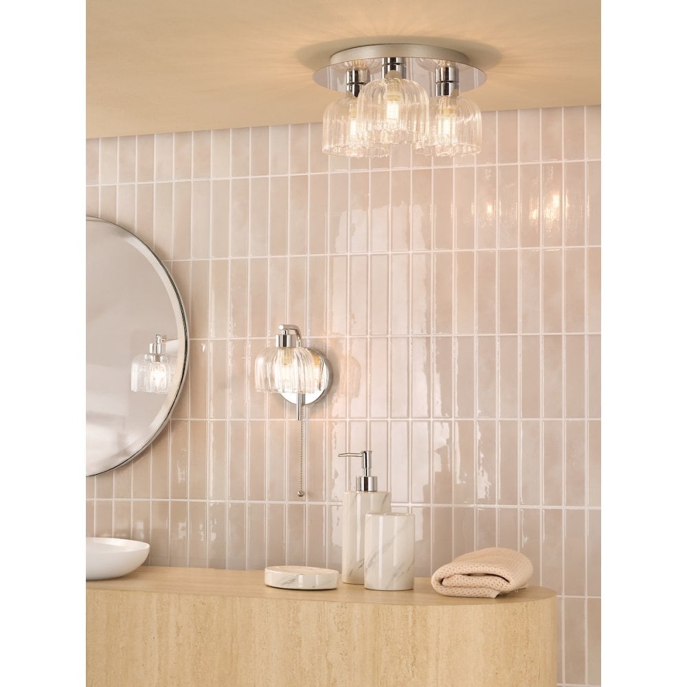 Dar FOR0750 Forseti Bathroom Wall Light Polished Chrome and Glass IP44
