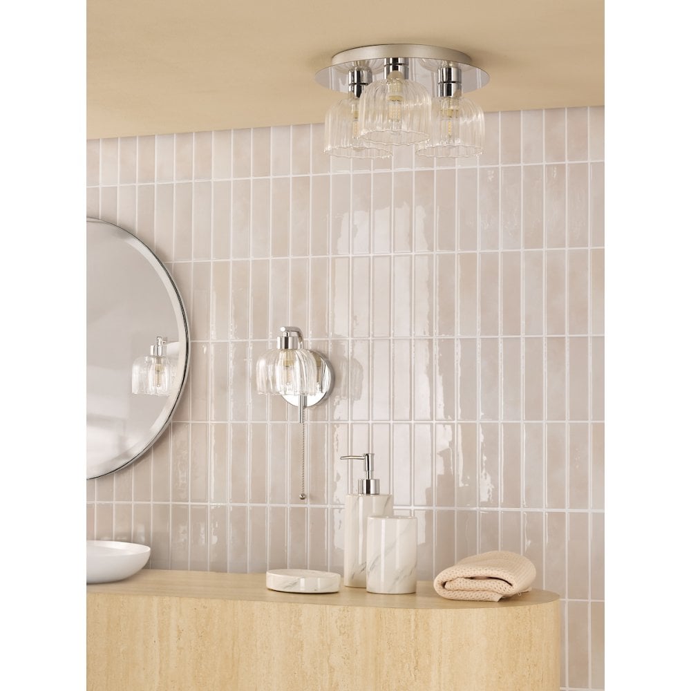 Dar FOR0750 Forseti Bathroom Wall Light Polished Chrome and Glass IP44