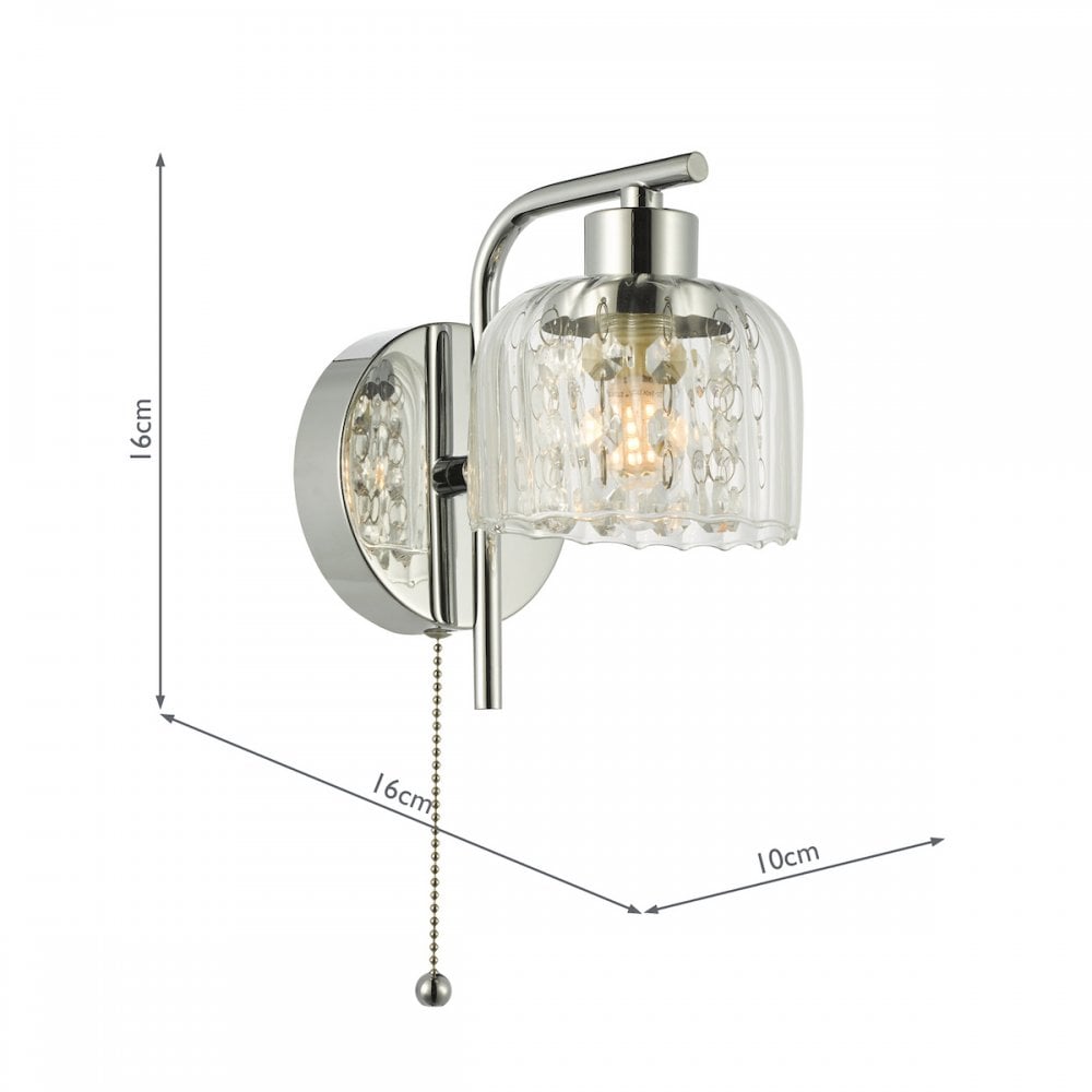 Dar FOR0750 Forseti Bathroom Wall Light Polished Chrome and Glass IP44