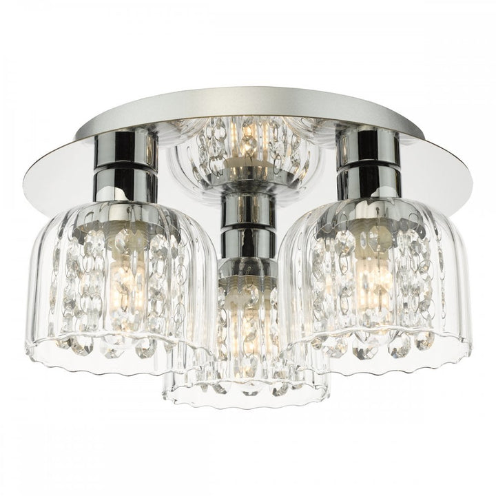 Dar FOR5350 Forseti 3 Light Bathroom Flush Light Polished Chrome and Glass IP44
