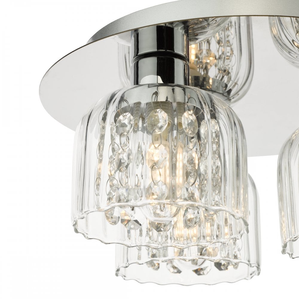 Dar FOR5350 Forseti 3 Light Bathroom Flush Light Polished Chrome and Glass IP44
