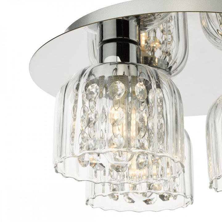 Dar FOR5350 Forseti 3 Light Bathroom Flush Light Polished Chrome and Glass IP44