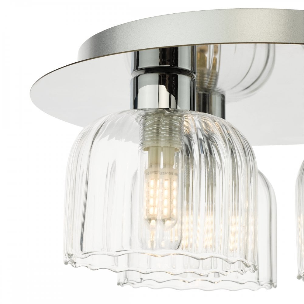 Dar FOR5350 Forseti 3 Light Bathroom Flush Light Polished Chrome and Glass IP44