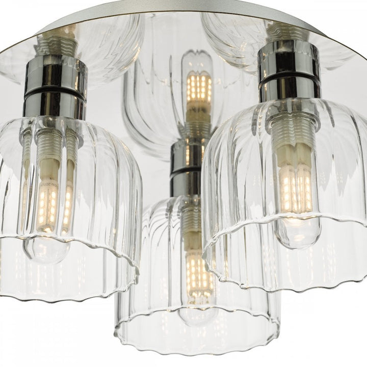 Dar FOR5350 Forseti 3 Light Bathroom Flush Light Polished Chrome and Glass IP44