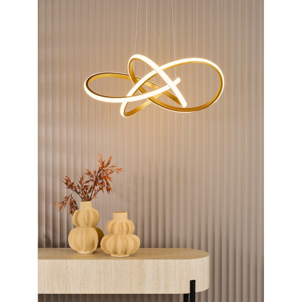 Dar FUS8635 Fusion Pendant Satin Gold LED