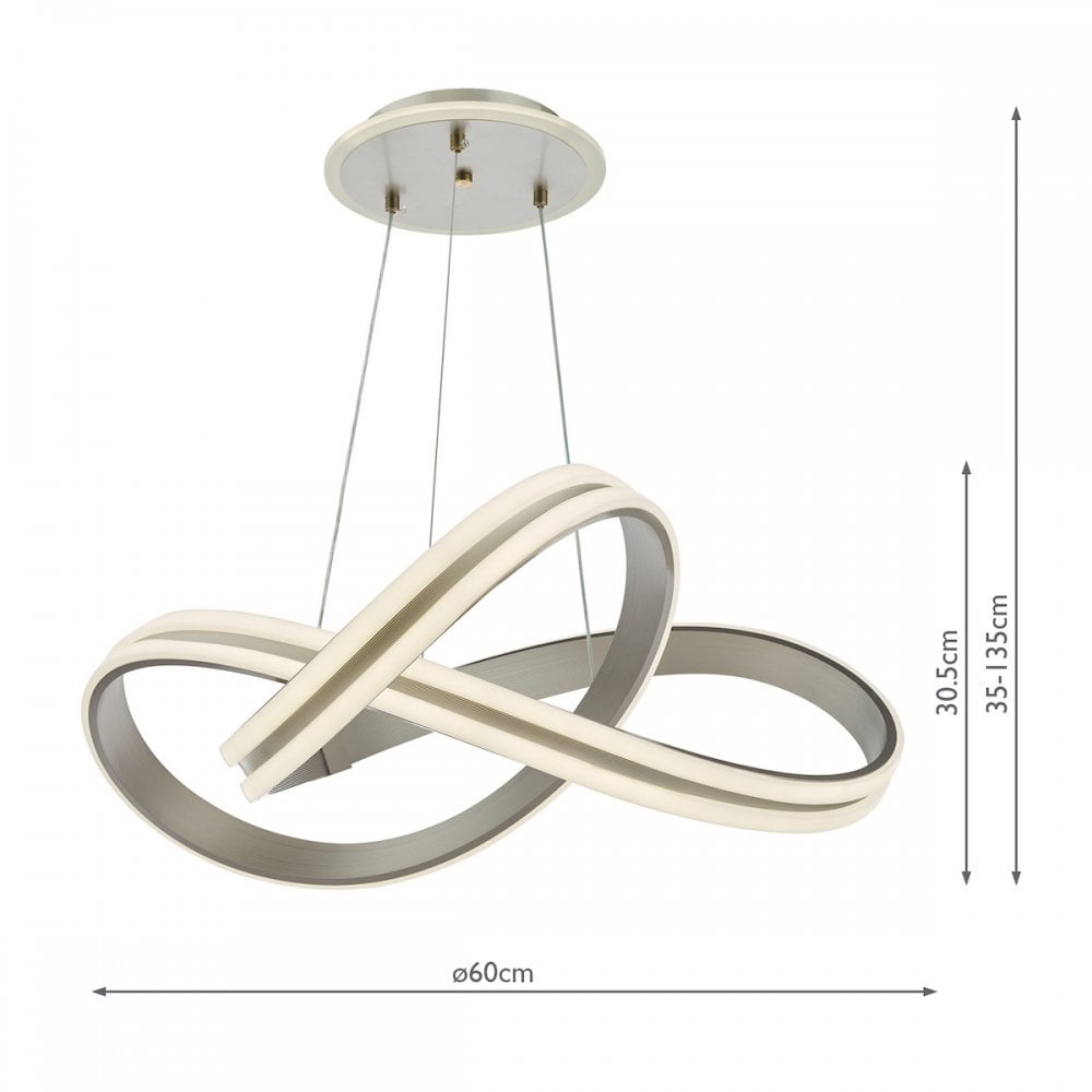Dar GAV8632 Gavino Pendant Brushed Silver LED