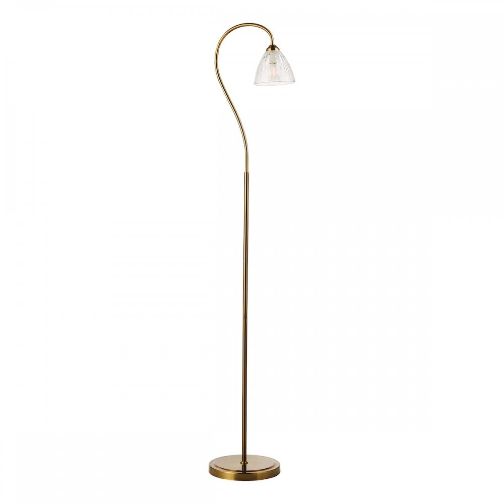 Dar GLY4963 Glynis Floor Lamp Antique Bronze and Ribbed Glass