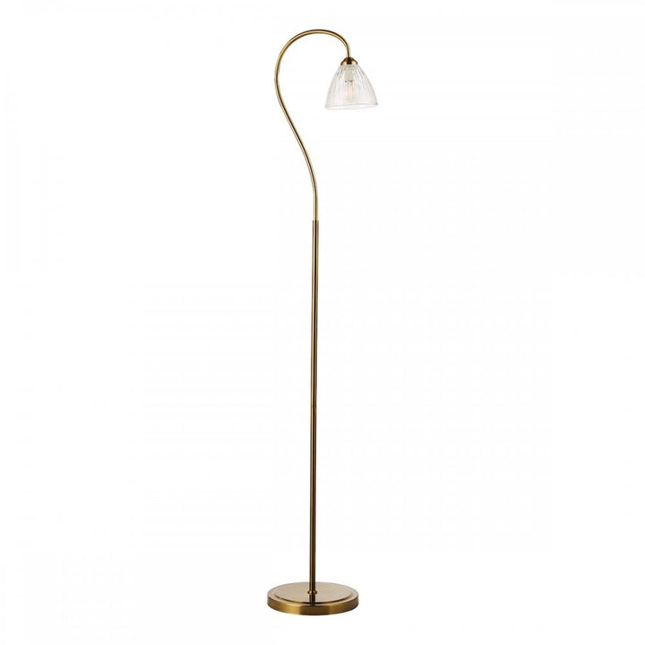 Dar GLY4963 Glynis Floor Lamp Antique Bronze and Ribbed Glass