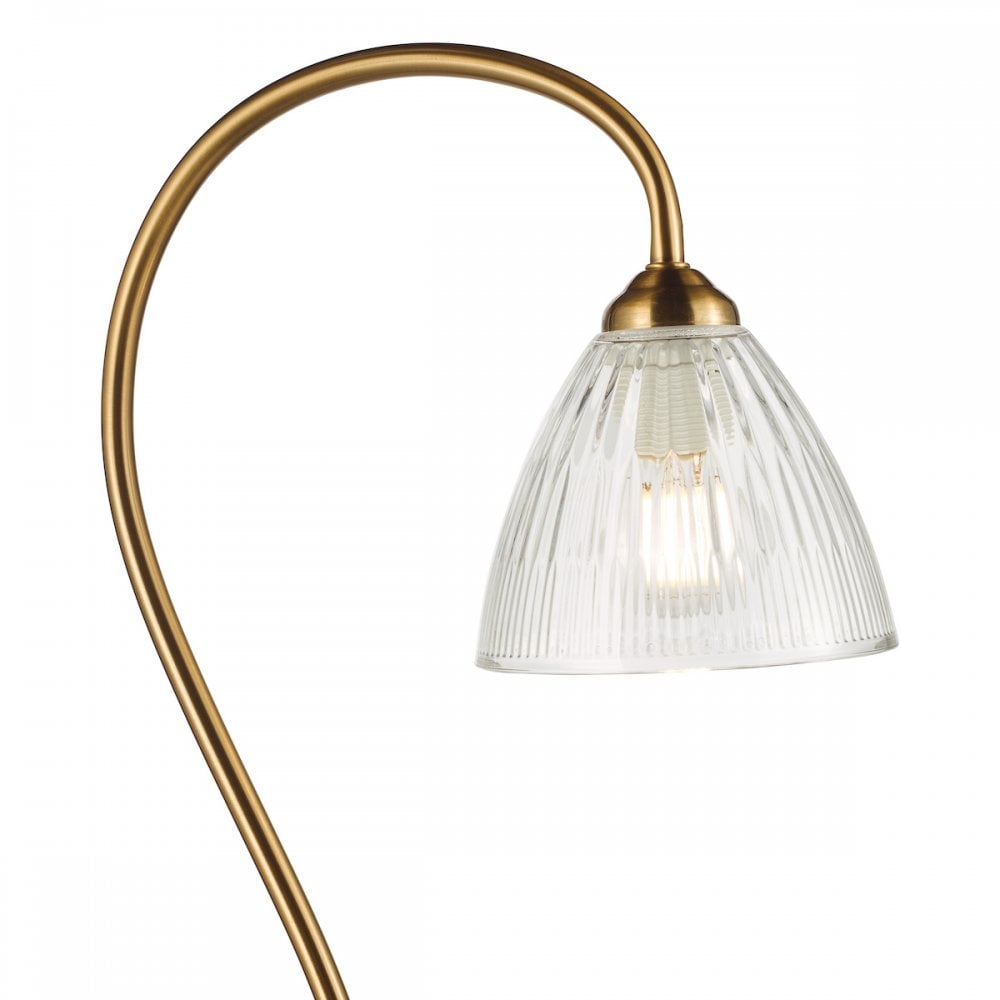 Dar GLY4963 Glynis Floor Lamp Antique Bronze and Ribbed Glass