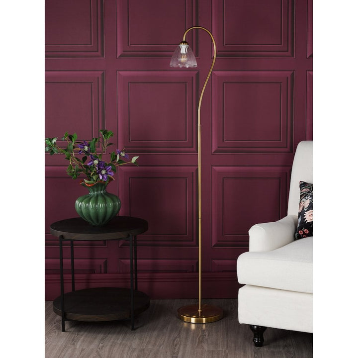 Dar GLY4963 Glynis Floor Lamp Antique Bronze and Ribbed Glass
