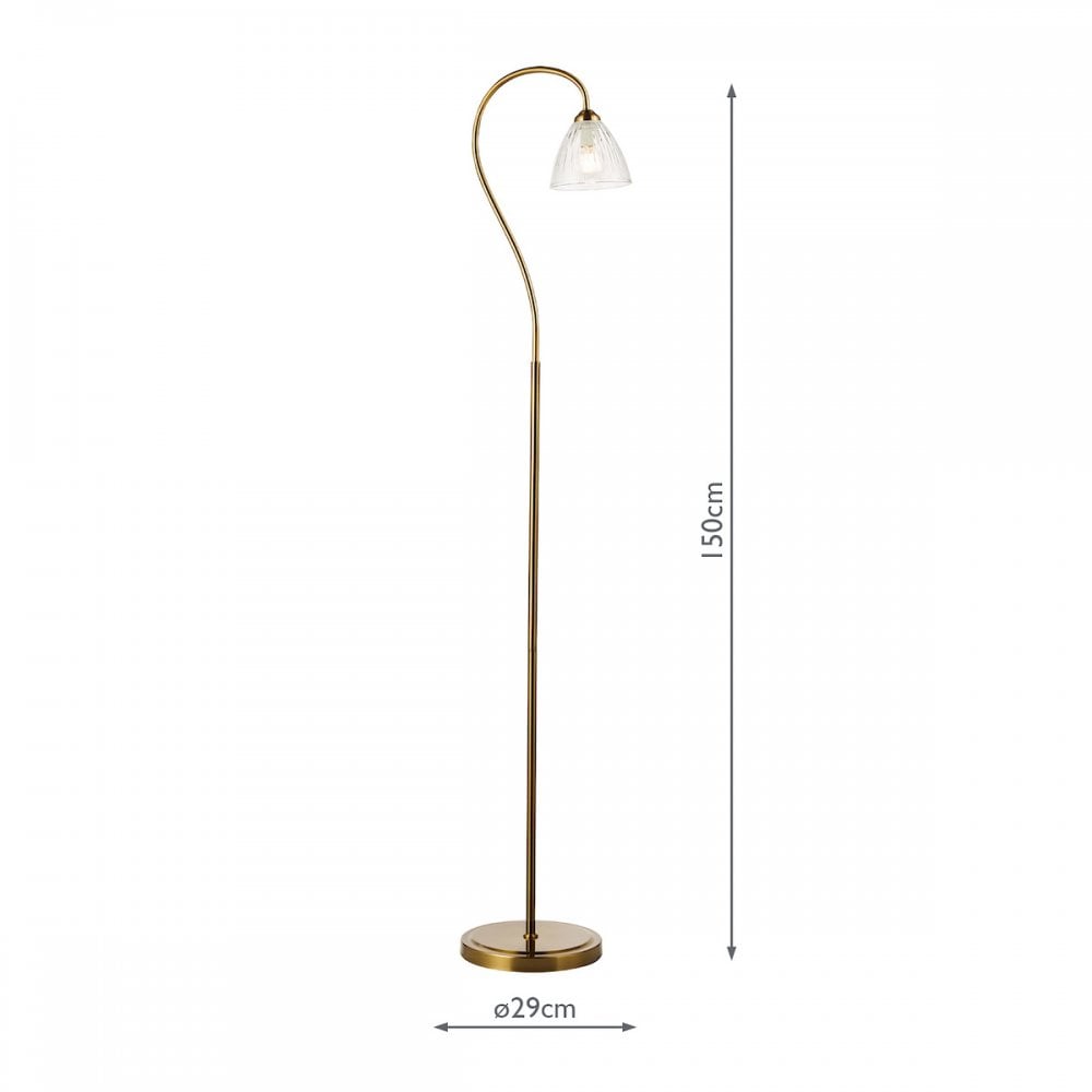 Dar GLY4963 Glynis Floor Lamp Antique Bronze and Ribbed Glass
