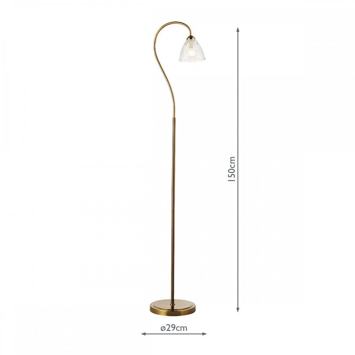 Dar GLY4963 Glynis Floor Lamp Antique Bronze and Ribbed Glass