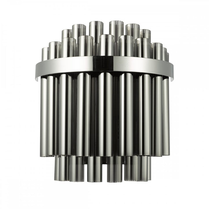 Dar IMA0950 Imani 2 Light Wall Light Polished Chrome and Smoked Ribbed Glass