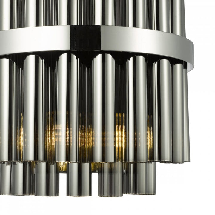 Dar IMA0950 Imani 2 Light Wall Light Polished Chrome and Smoked Ribbed Glass