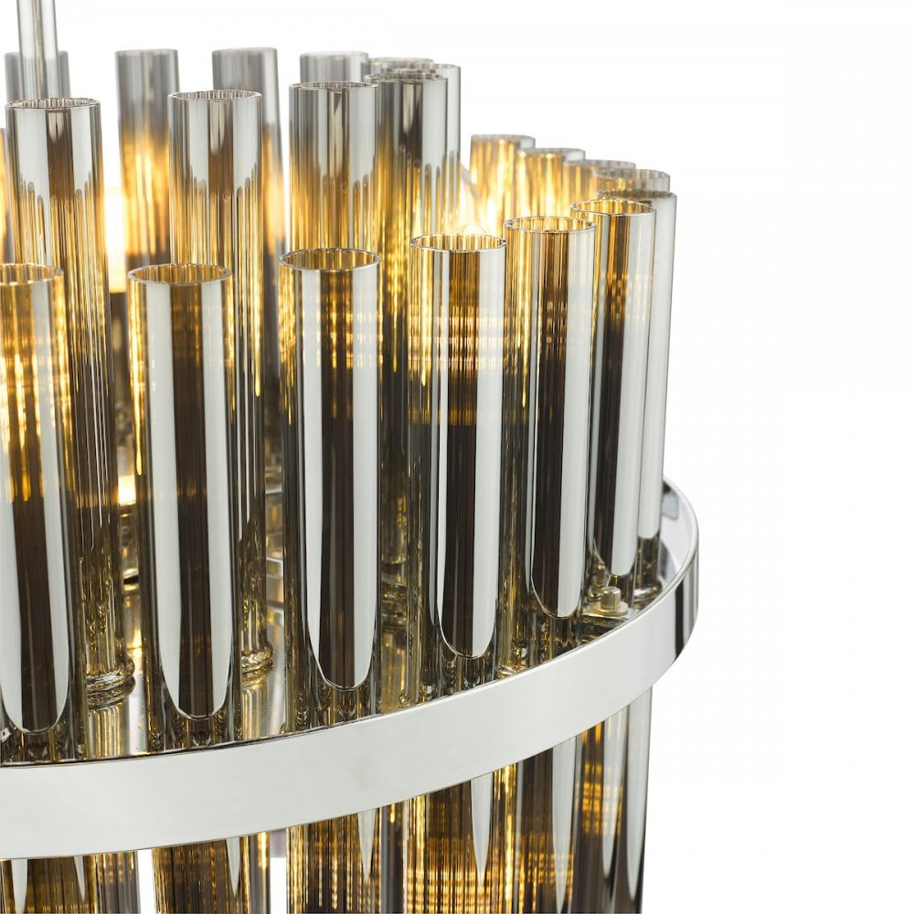 Dar IMA1250 Imani 12 Light Pendant Polished Chrome and Smoked Ribbed Glass