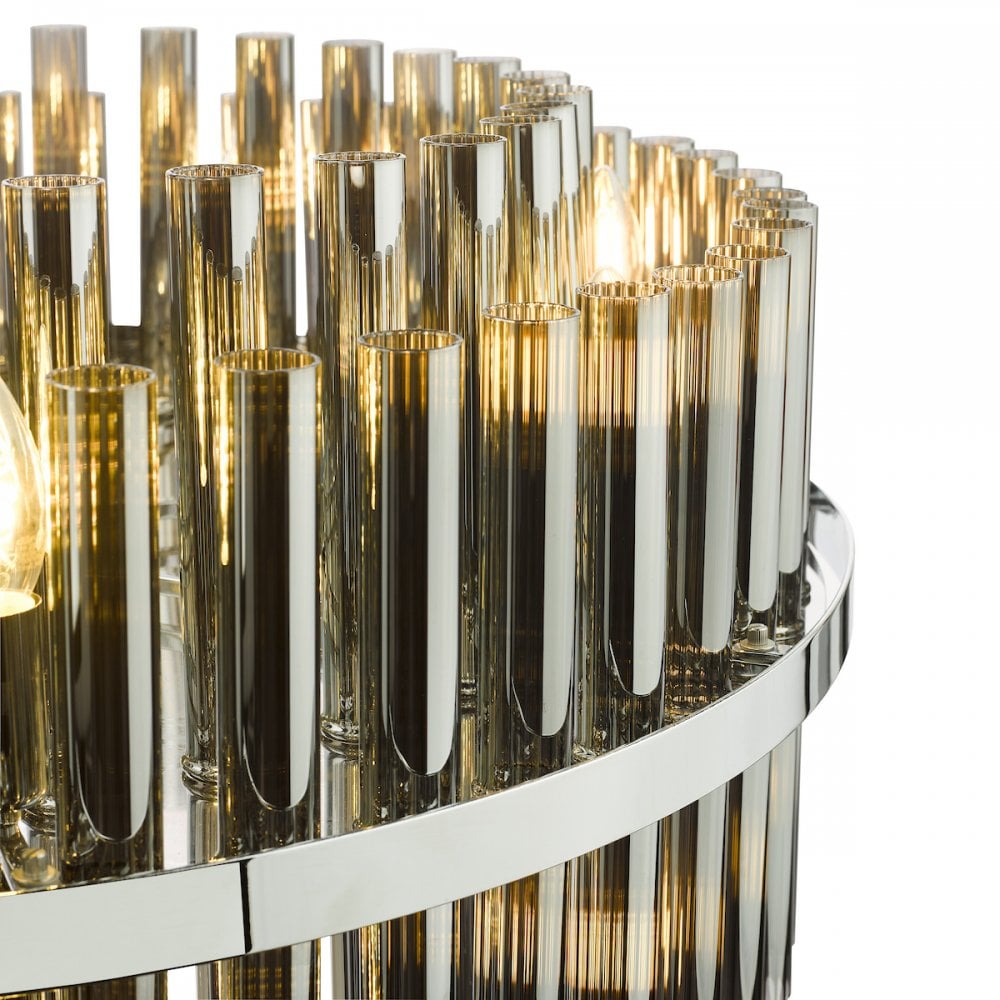 Dar IMA1650 Imani 16 Light Pendant Polished Chrome and Smoked Ribbed Glass