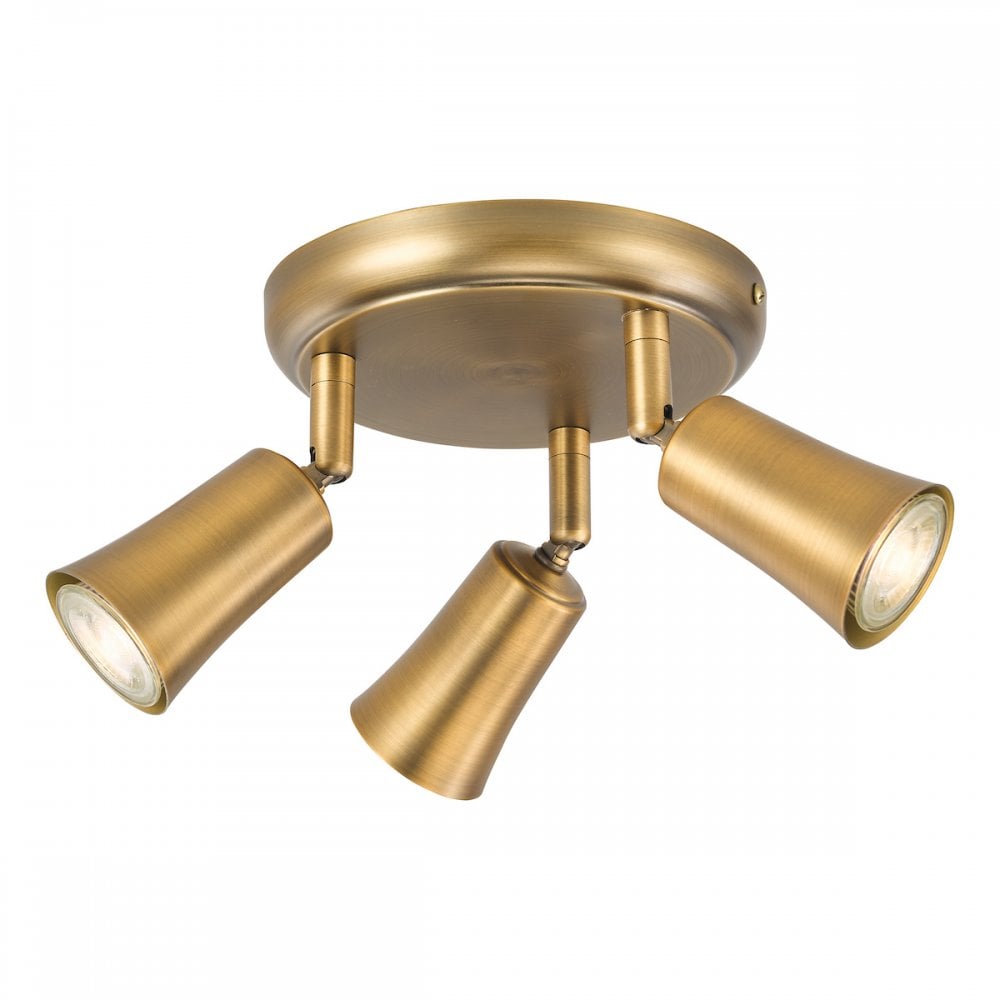 Dar JED7642 Jedrek 3 Light Single Spotlight Aged Brass