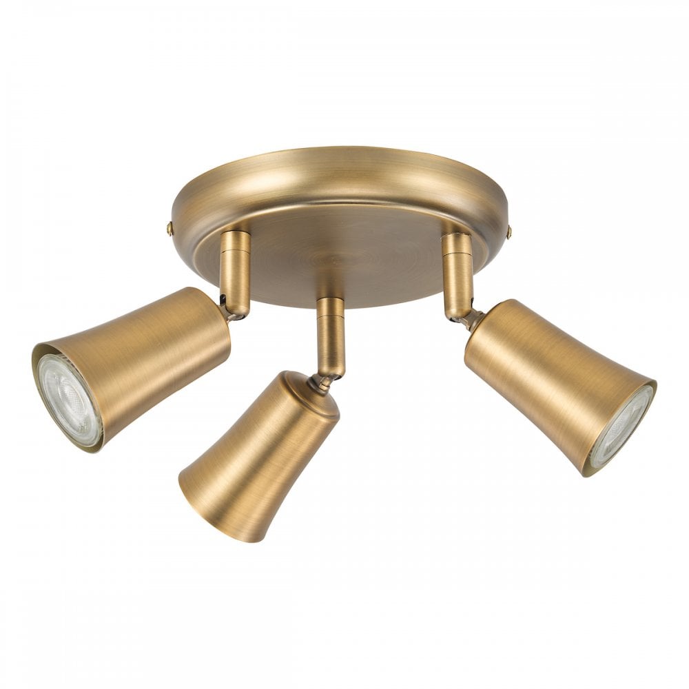 Dar JED7642 Jedrek 3 Light Single Spotlight Aged Brass