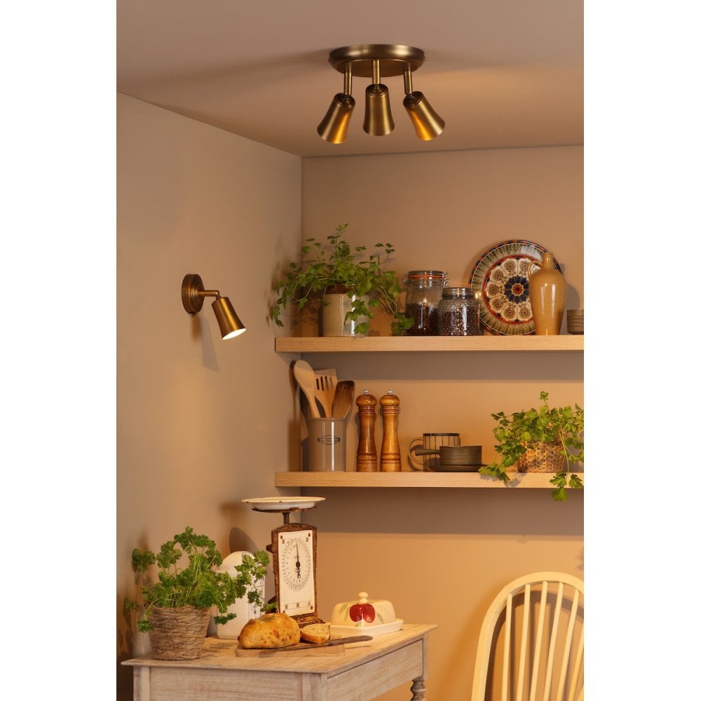 Dar JED7642 Jedrek 3 Light Single Spotlight Aged Brass