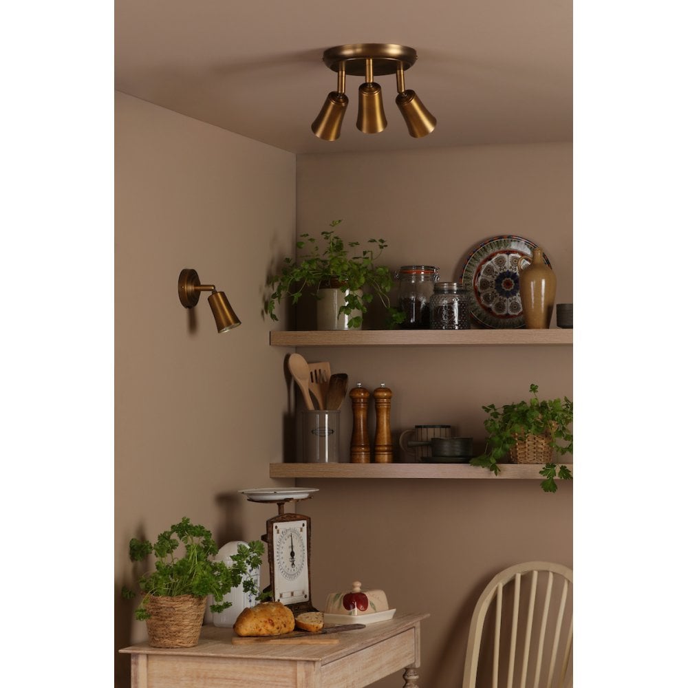 Dar JED7642 Jedrek 3 Light Single Spotlight Aged Brass