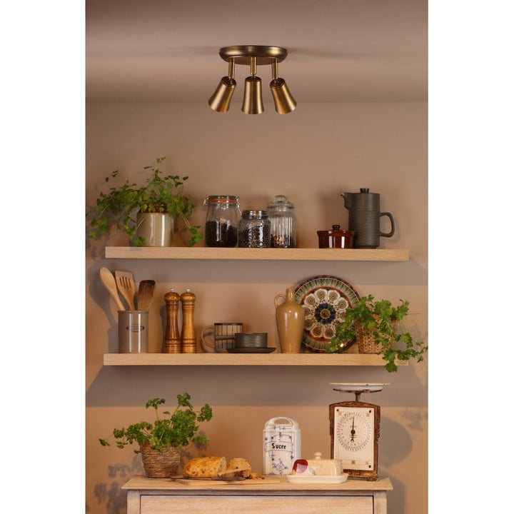 Dar JED7642 Jedrek 3 Light Single Spotlight Aged Brass