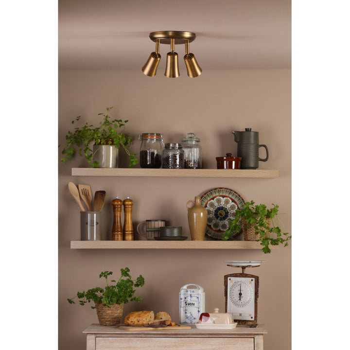 Dar JED7642 Jedrek 3 Light Single Spotlight Aged Brass